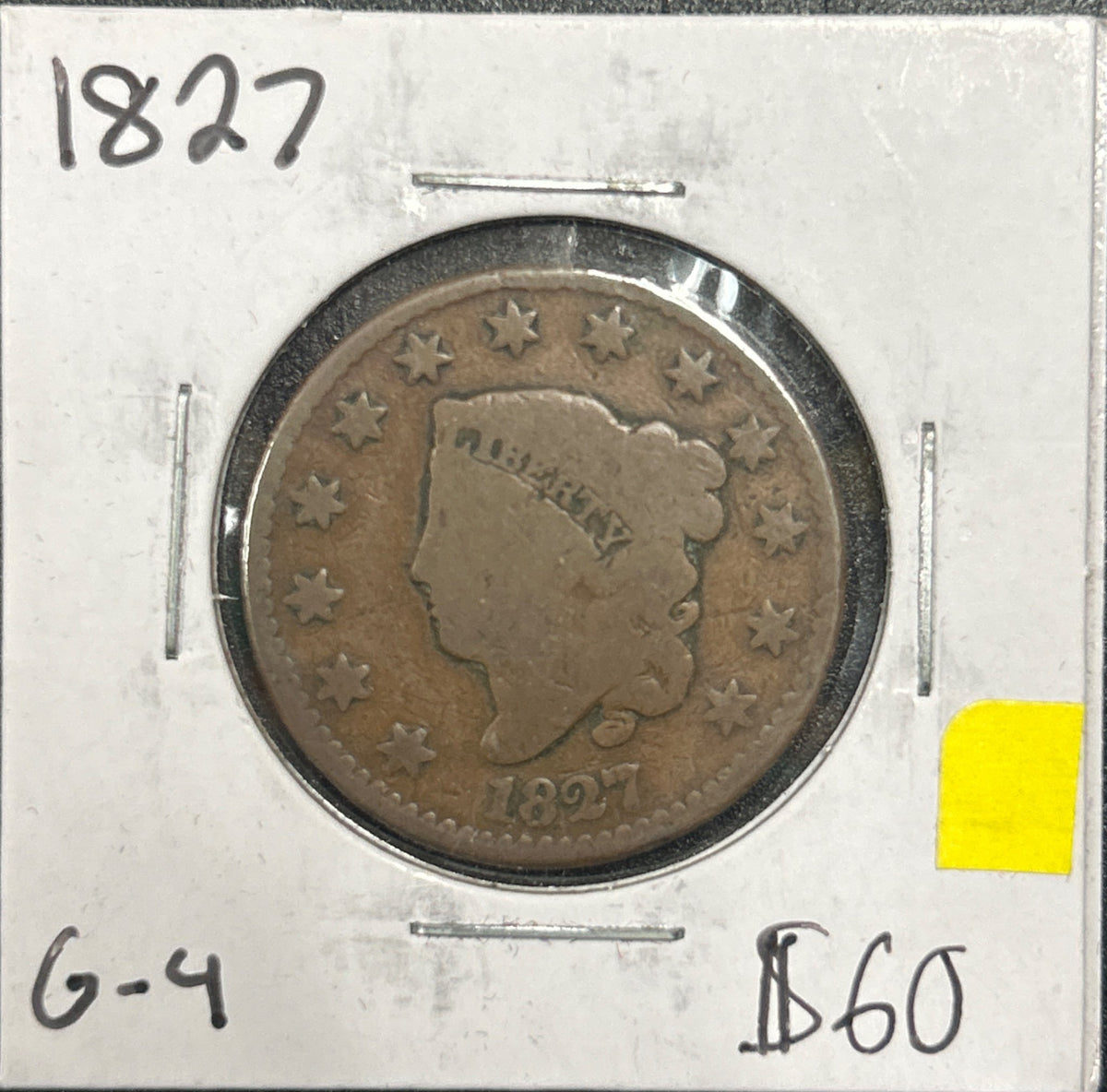 1827 Coronet head cent G-4 940.4 — Obverse