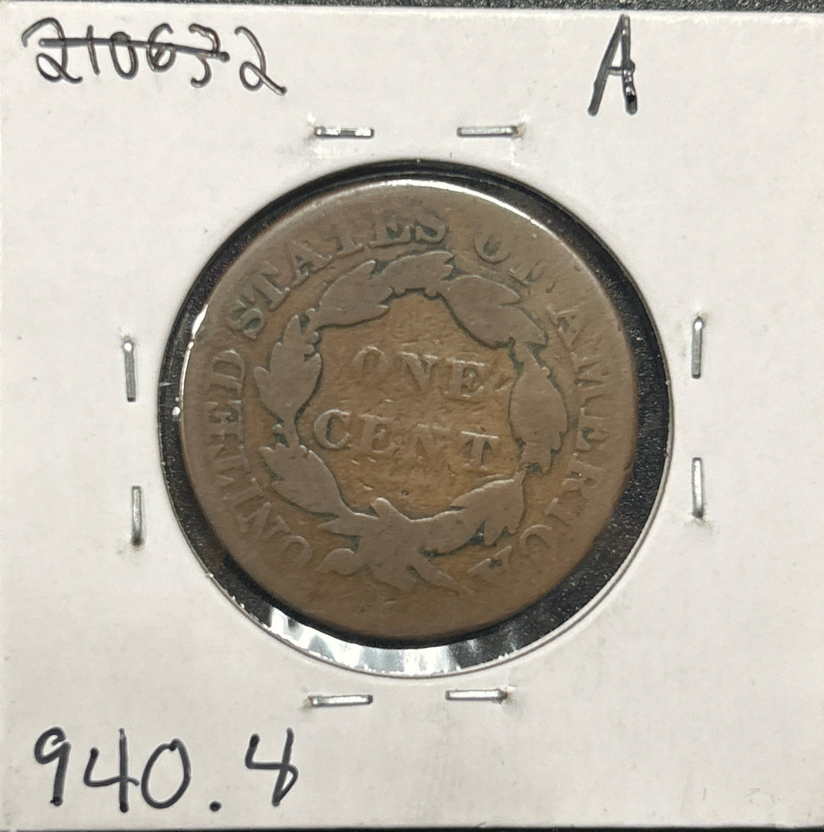 1827 Coronet head cent G-4 940.4 — Reverse