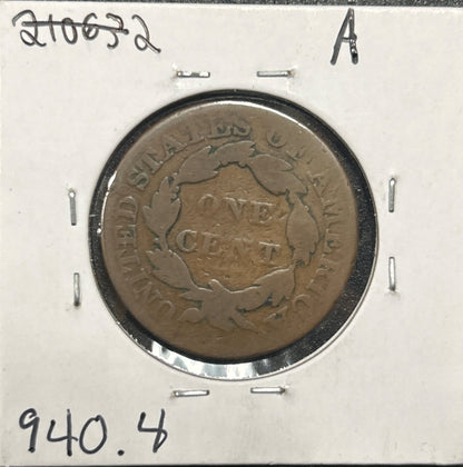 1827 Coronet head cent G-4 940.4 — Reverse