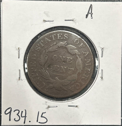1826 Coronet head cent F-15 934.15 — Reverse