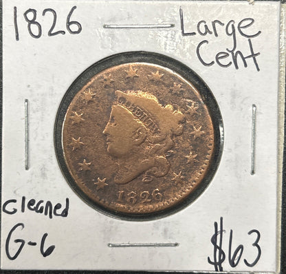 1826 Coronet head cent DG-6 934.D6 — Obverse
