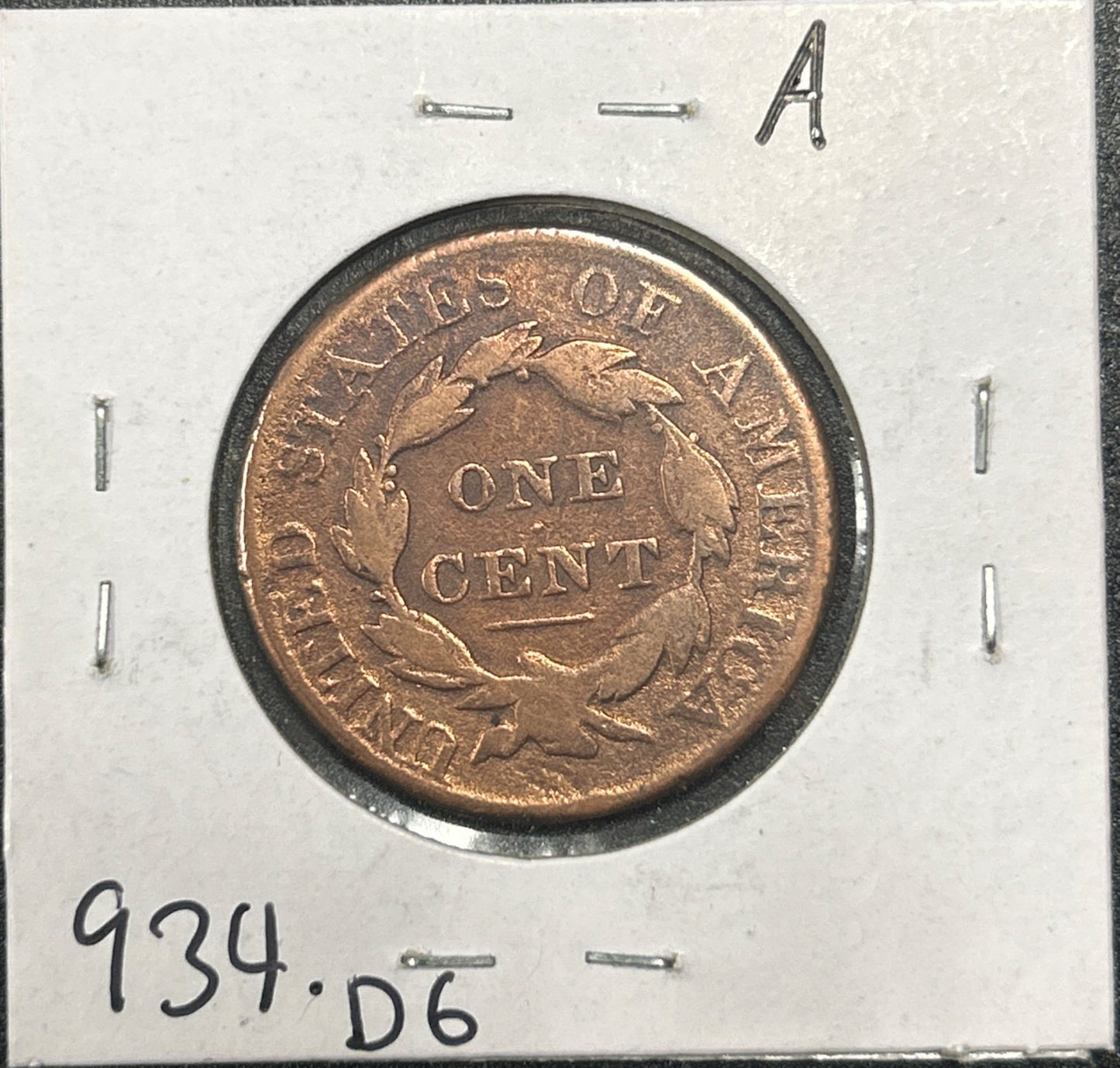 1826 Coronet head cent DG-6 934.D6 — Reverse