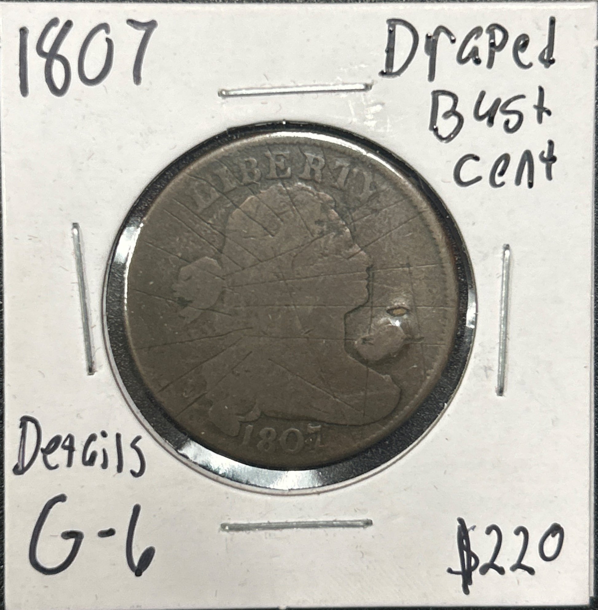 1807 Draped bust cent DG-6 834.D6 — Obverse
