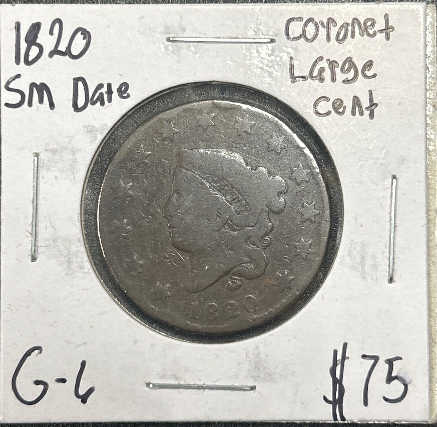 1820 Sm date Coronet head cent G-6 901.6 — Obverse