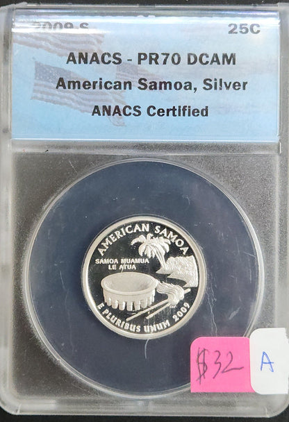 2009 S American Samoas Quater Silver  Proof 70 DCAMANACS Certified 71263.A70 — Obverse