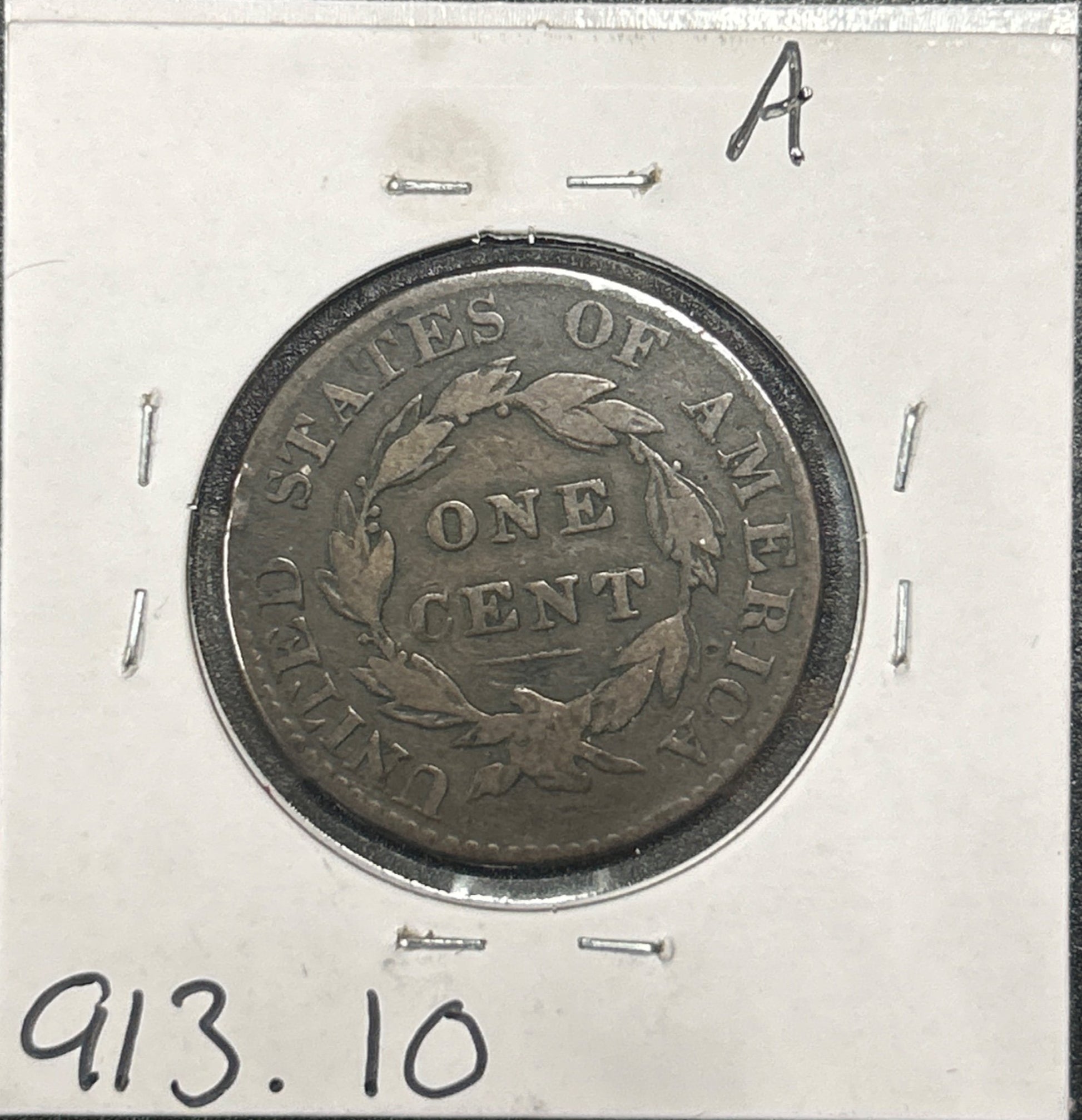 1822 Coronet head cent VG-10 913.10 — Reverse