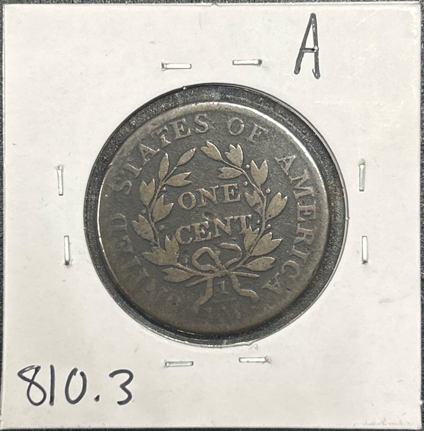 1803 Sm Date Lg Fraction Draped bust cent AG-3 810.3 — Reverse