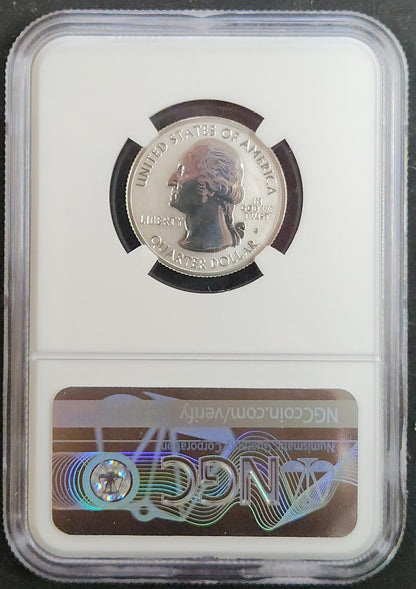 2018 S Silver Quarter Voyageurs Proof 70 Reverse Proof First Day of Issue 4855356-186 — Reverse