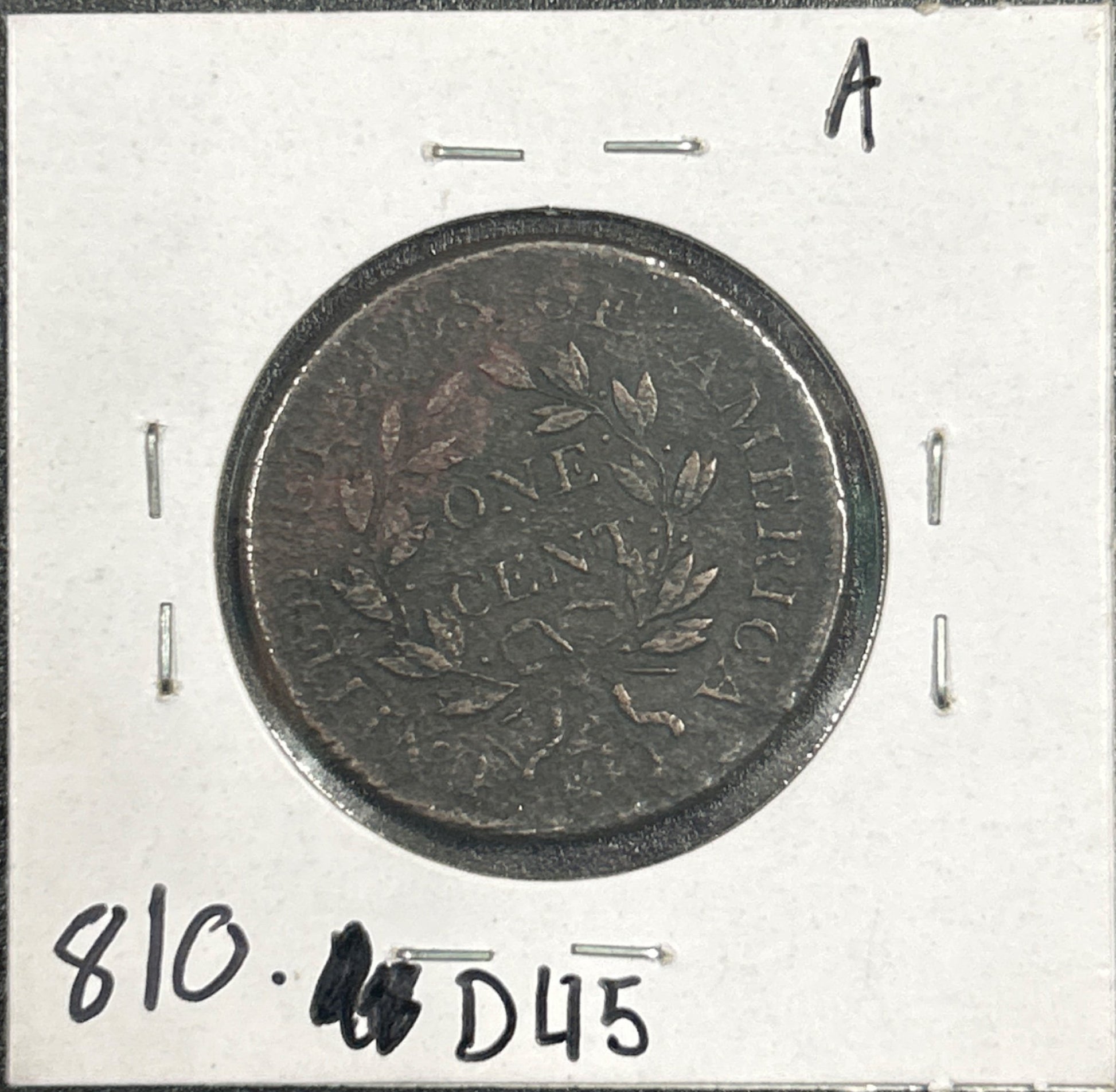 1803 Sm Date Lg Fraction Draped bust cent D45 810.D45 — Reverse