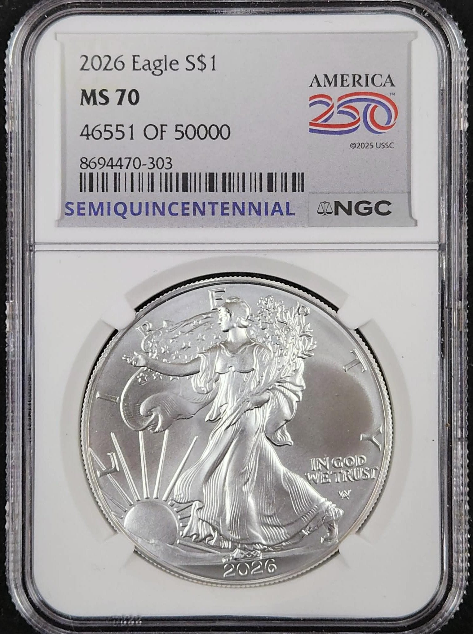 2026 Silver Eagle NGC America 250 MS70 8694470-303 — Obverse