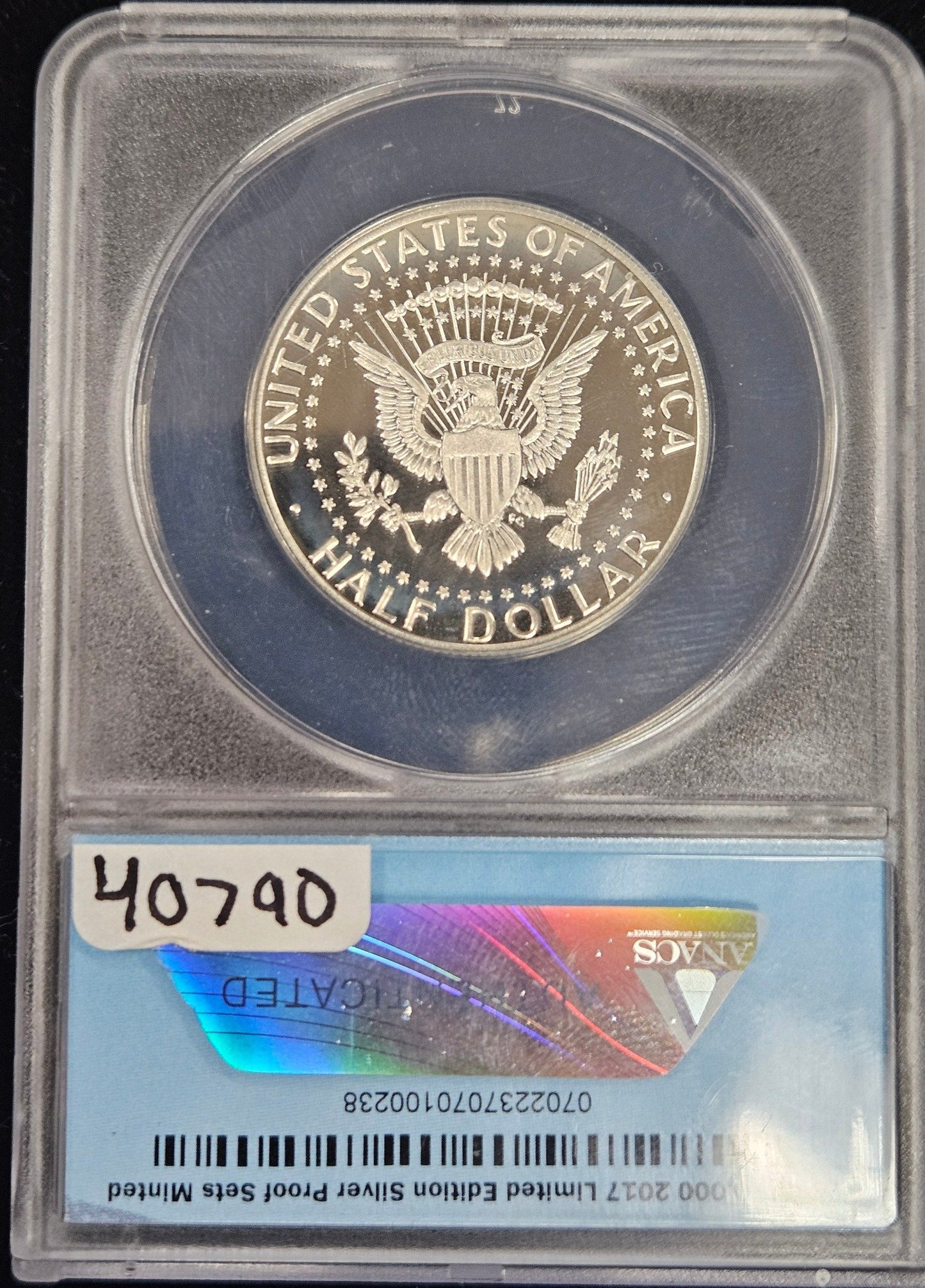 2017-S Kennedy Silver Proof Half Dollar ANACS SP70 DCAM — Reverse
