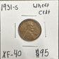 1931-S Wheat cent XF-40 1928.40 — Obverse