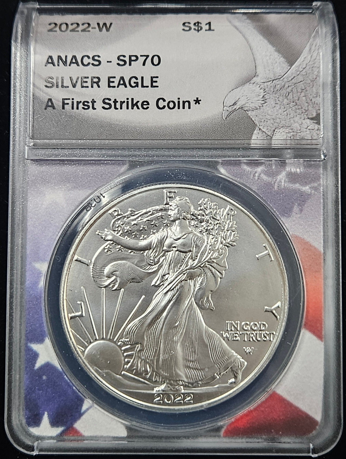 2022-W Silver Eagle Burnished ANACS SP70 — Obverse