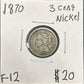1870 3 Cent nickel F-12 2772.12 — Obverse