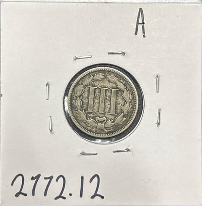 1870 3 Cent nickel F-12 2772.12 — Reverse