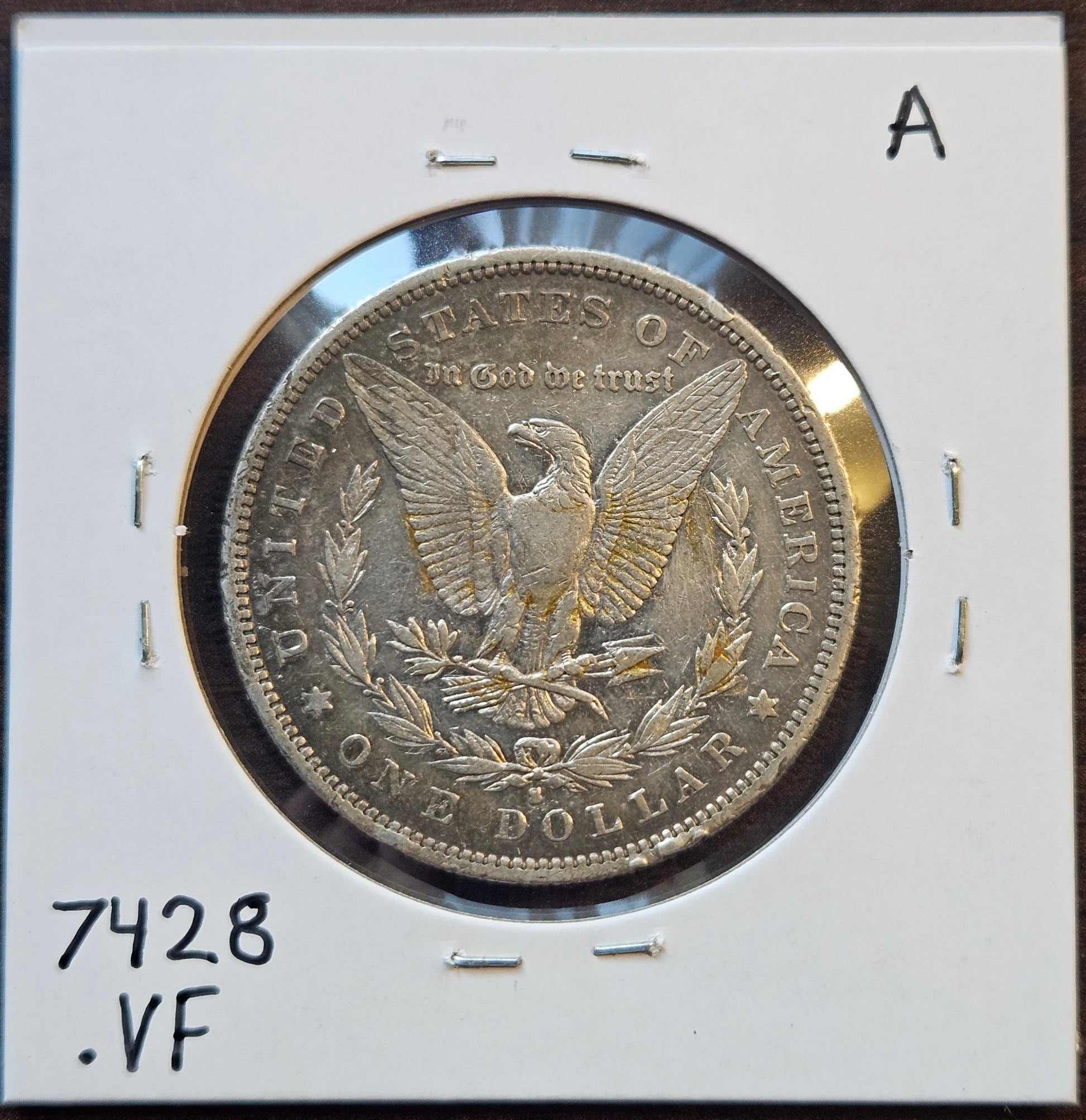 1879-S Rev/79 Morgan Silver Dollar VF Older Cleaning 7428.VF-A — Reverse
