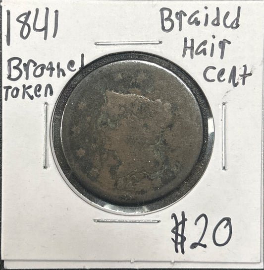 1841 Large Cent Brothel Token — Obverse