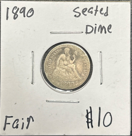 1890 Seated Dime DFR-2 4086.2 — Obverse