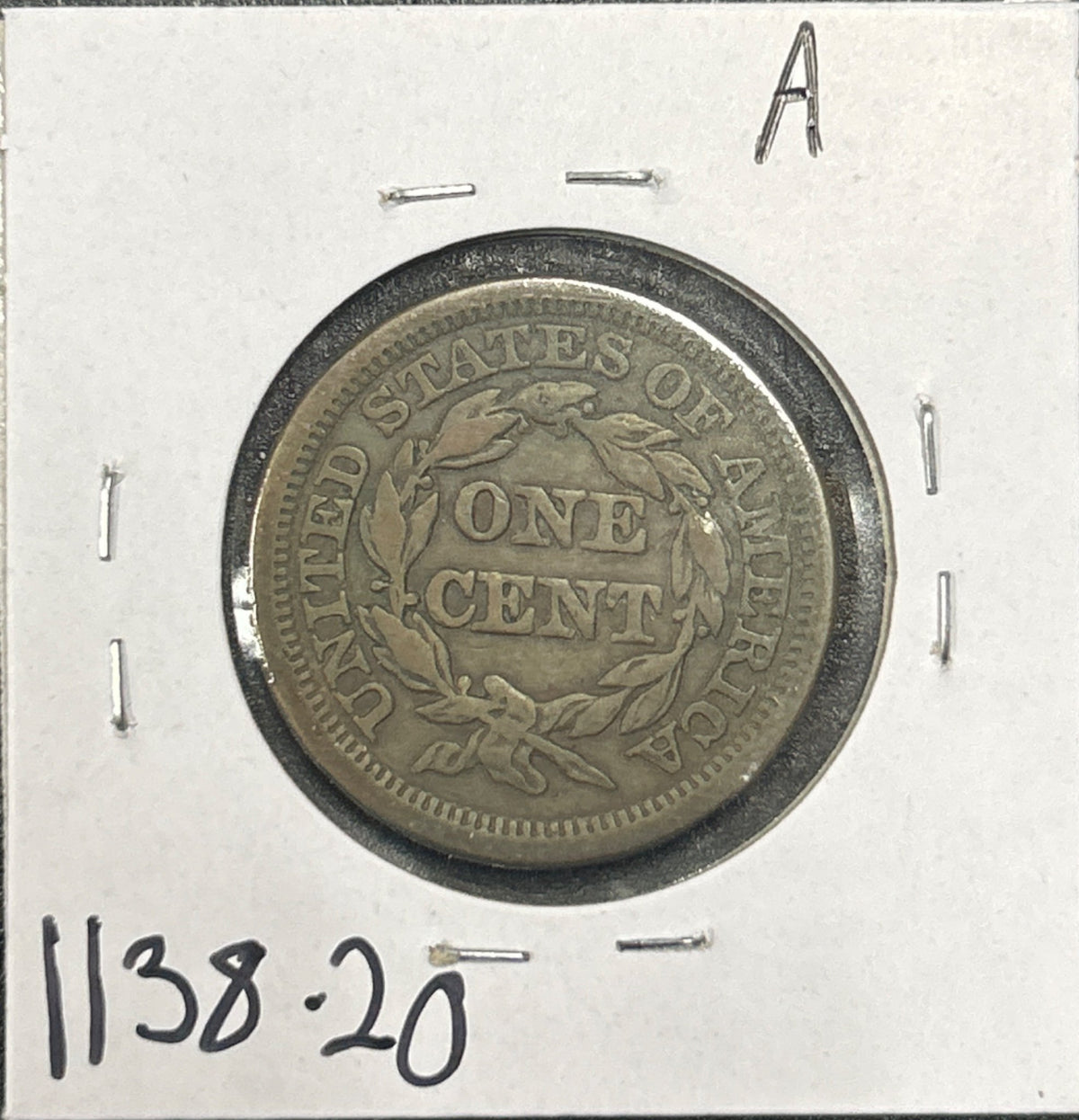 1848 Braided hair cent VF-20 1138.20 — Reverse