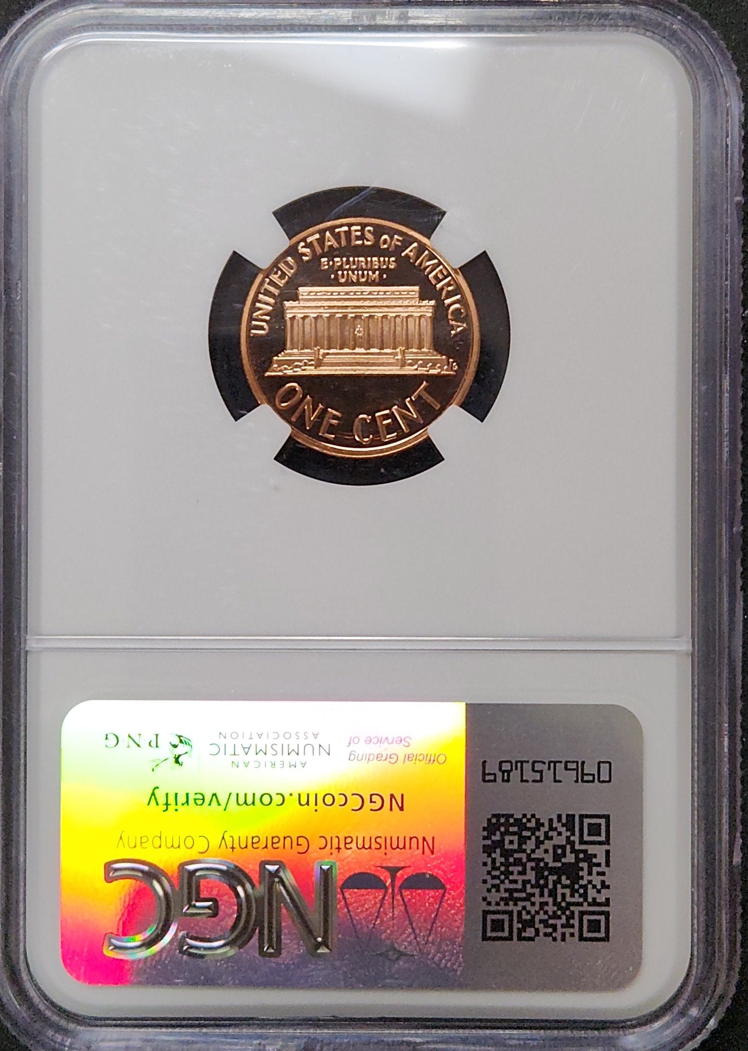 1990 S Lincoln Cent Proof 69 RD ULTRA CAMEO 6809418-024 — Reverse