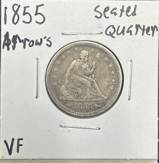 1855 Arrows Seated Quarter DVF-20 5126.20 — Obverse