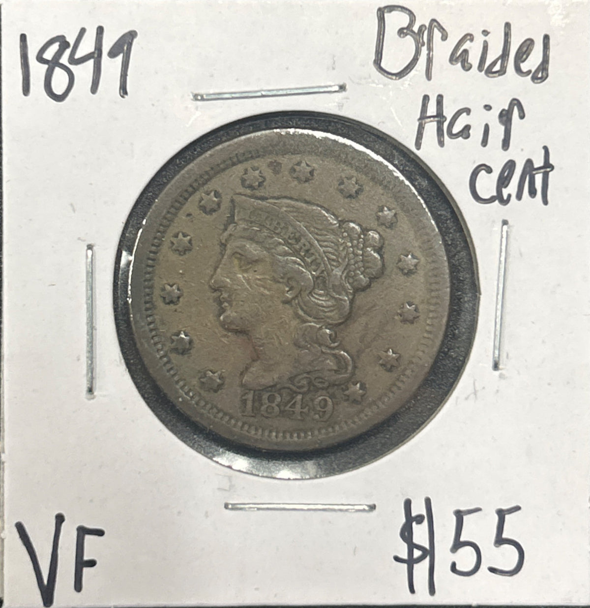 1849 Braided hair cent DVF-25 1144.D25 — Obverse