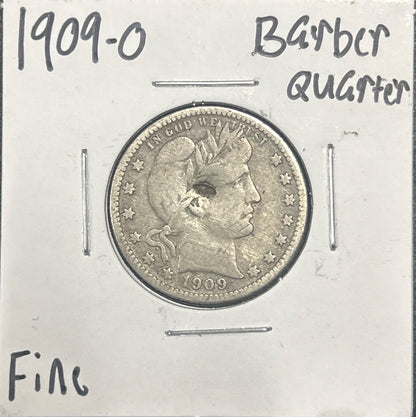 1909-O Barber quarter DF-12 5449.D12 — Obverse
