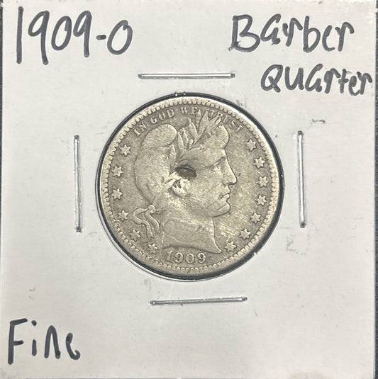 1909-O Barber quarter DF-12 5449.D12 — Obverse