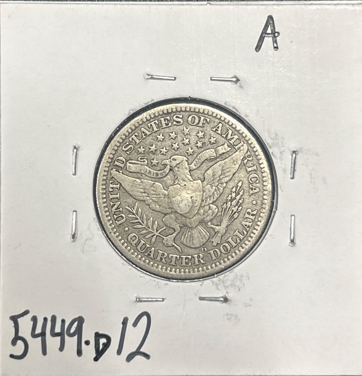 1909-O Barber quarter DF-12 5449.D12 — Reverse