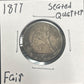 1877 Seated quarter DF-2 5150.D2 — Obverse