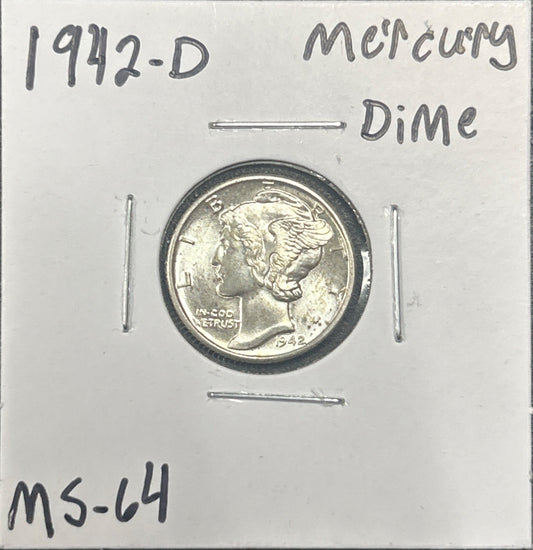 1942-D Mercury dime MS-64 4611.64 — Obverse