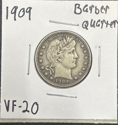 1909 Barber quarter VF-20 5405.20 — Obverse