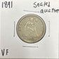 1891 Seated quarter DVF-20 5164.D20 — Obverse