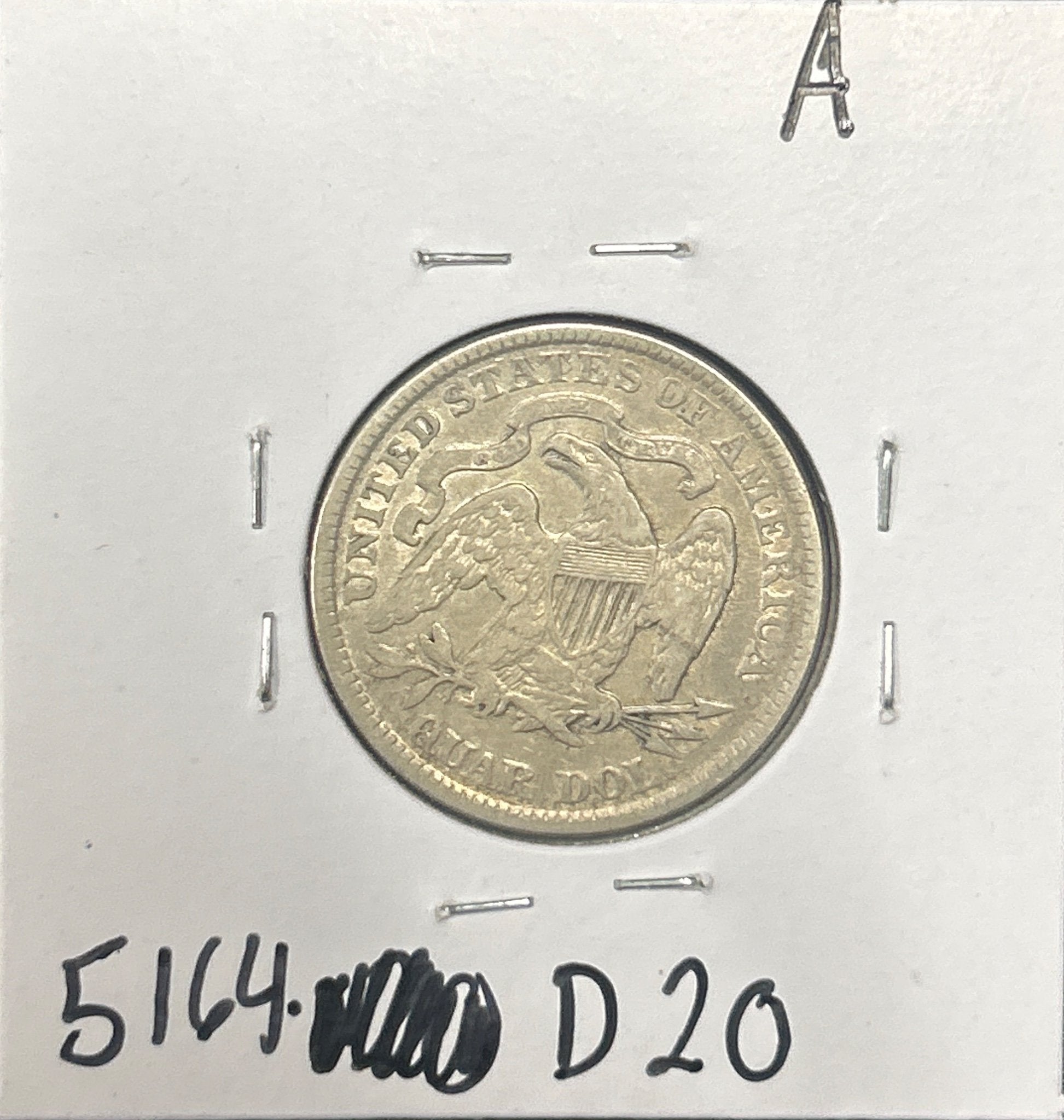 1891 Seated quarter DVF-20 5164.D20 — Reverse