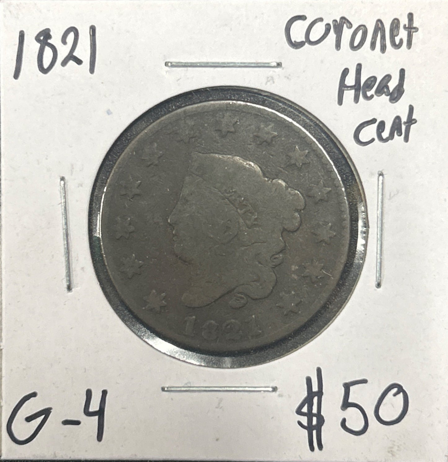 1821 Coronet head cent G-4 907.4 — Obverse