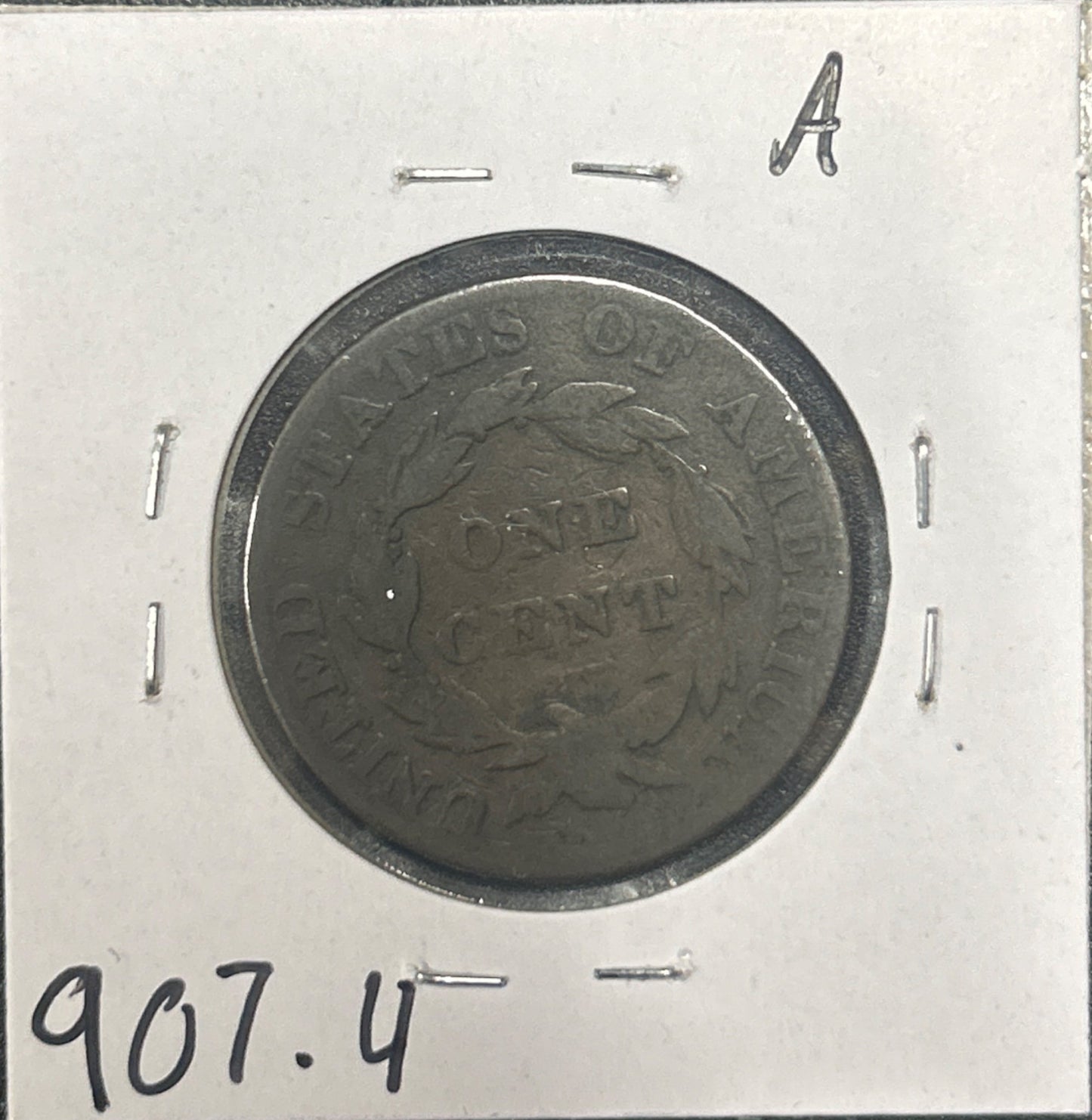 1821 Coronet head cent G-4 907.4 — Reverse