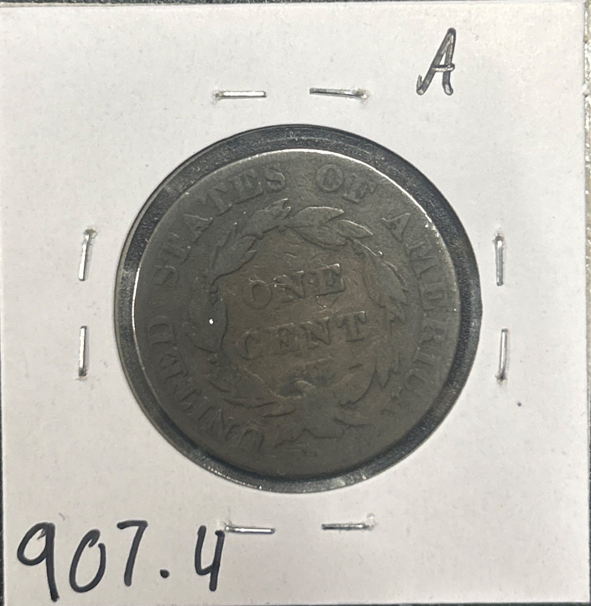1821 Coronet head cent G-4 907.4 — Reverse