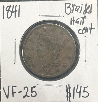 1841 Braided hair cent VF-25 1078.25 — Obverse
