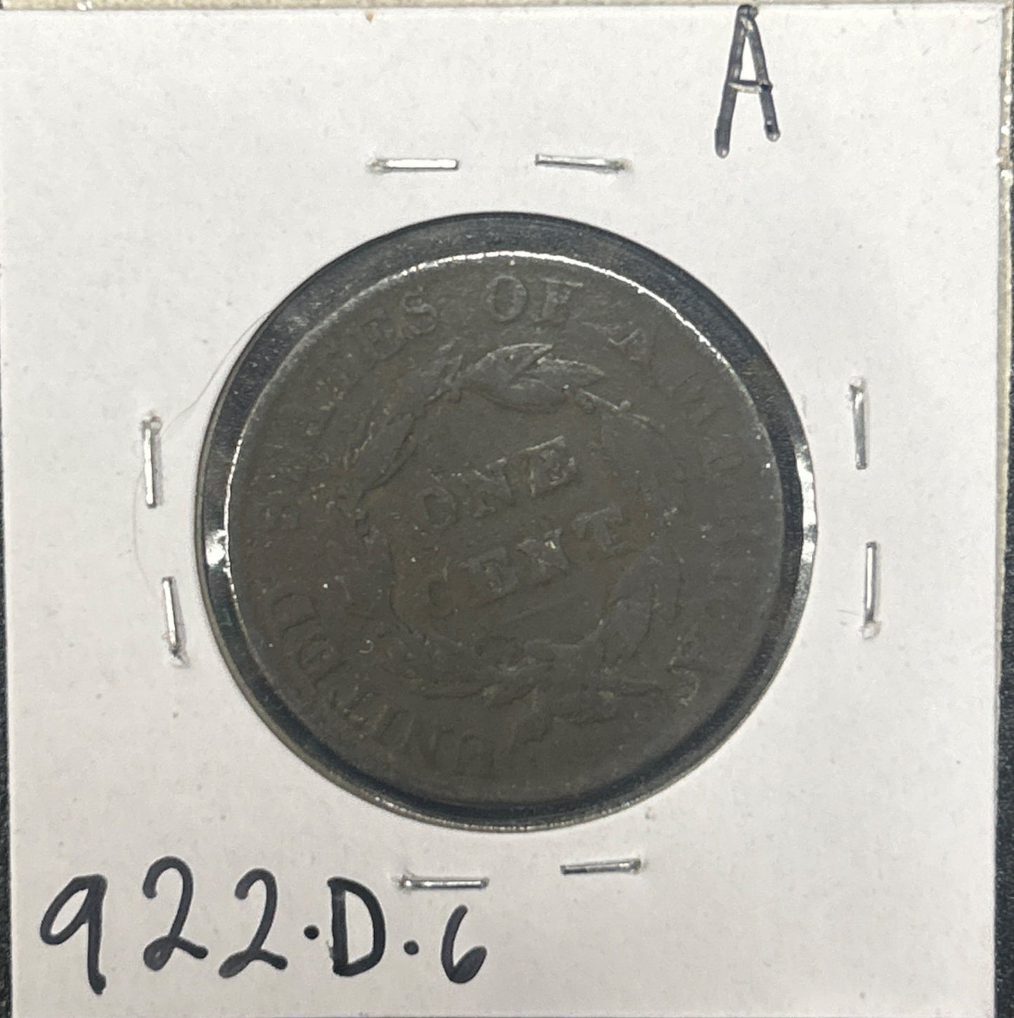 1824 Coronet head cent DG-6 922.D6 — Reverse