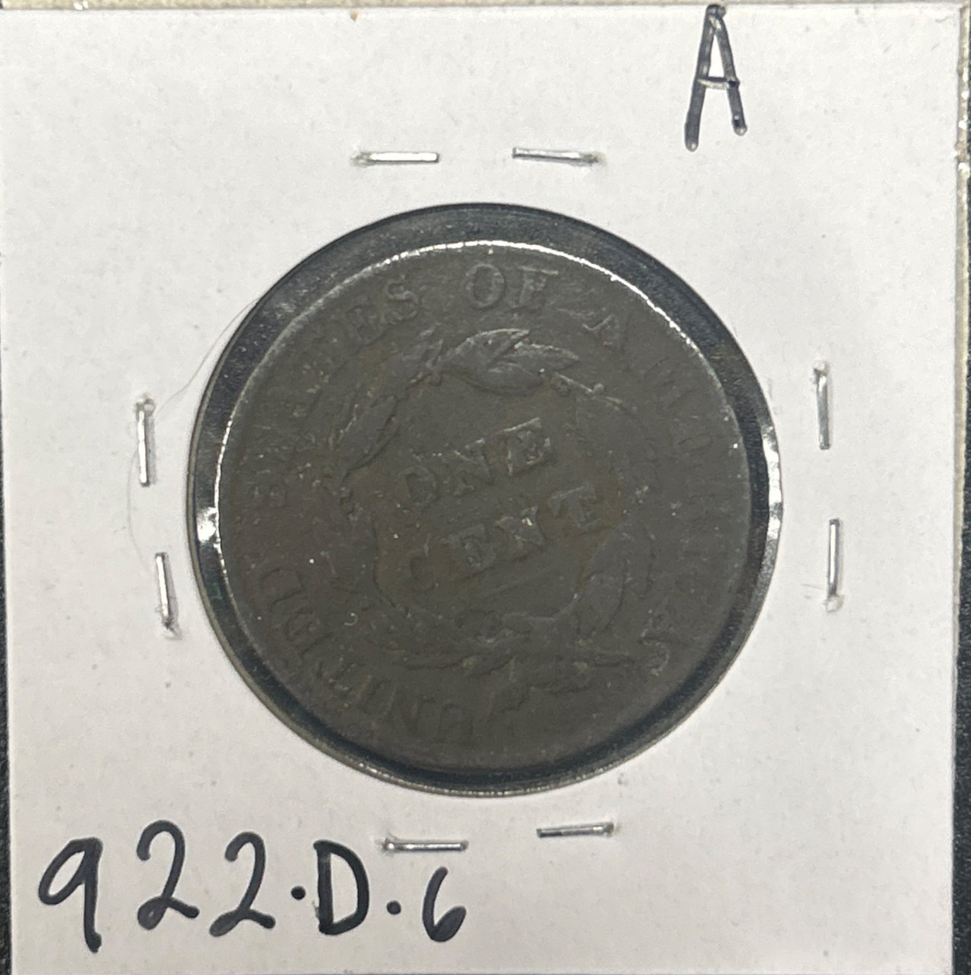1824 Coronet head cent DG-6 922.D6 — Reverse