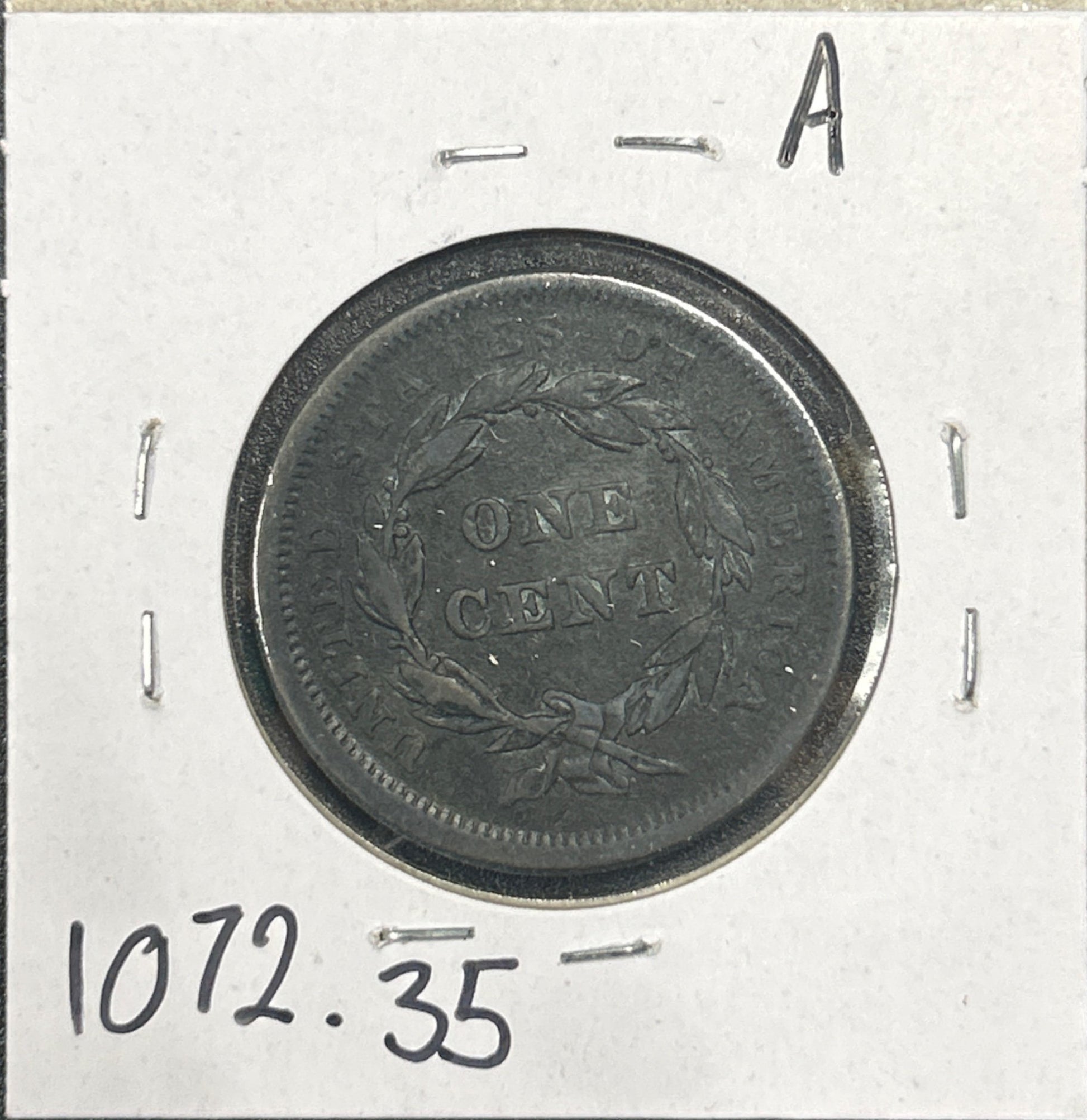 1840 Sm date over Lg 18 Braided hair cent VF-35 1072.35 — Reverse