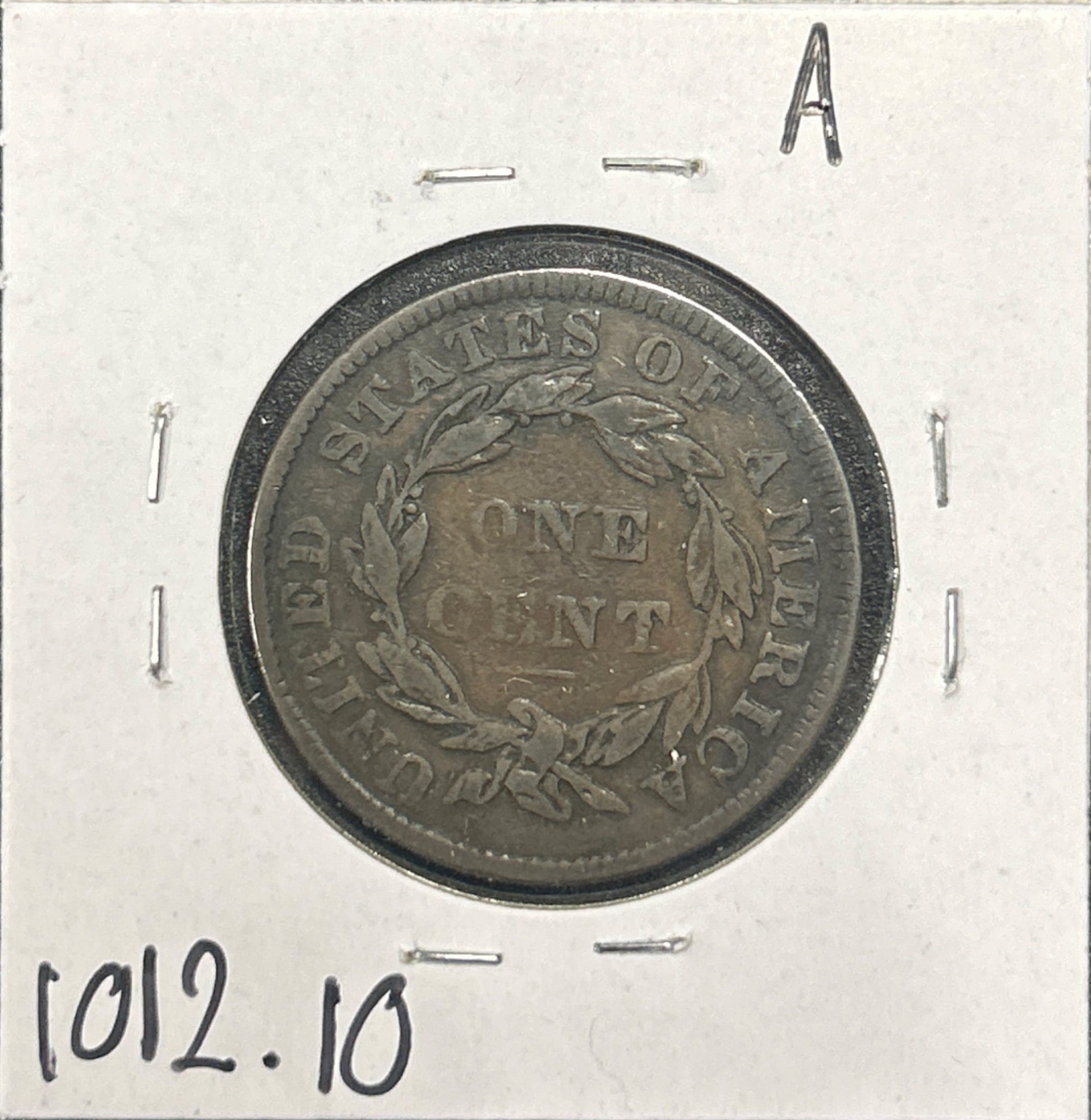 1835 head of 1836 Coronet head cent VG-10 1012.10 — Reverse