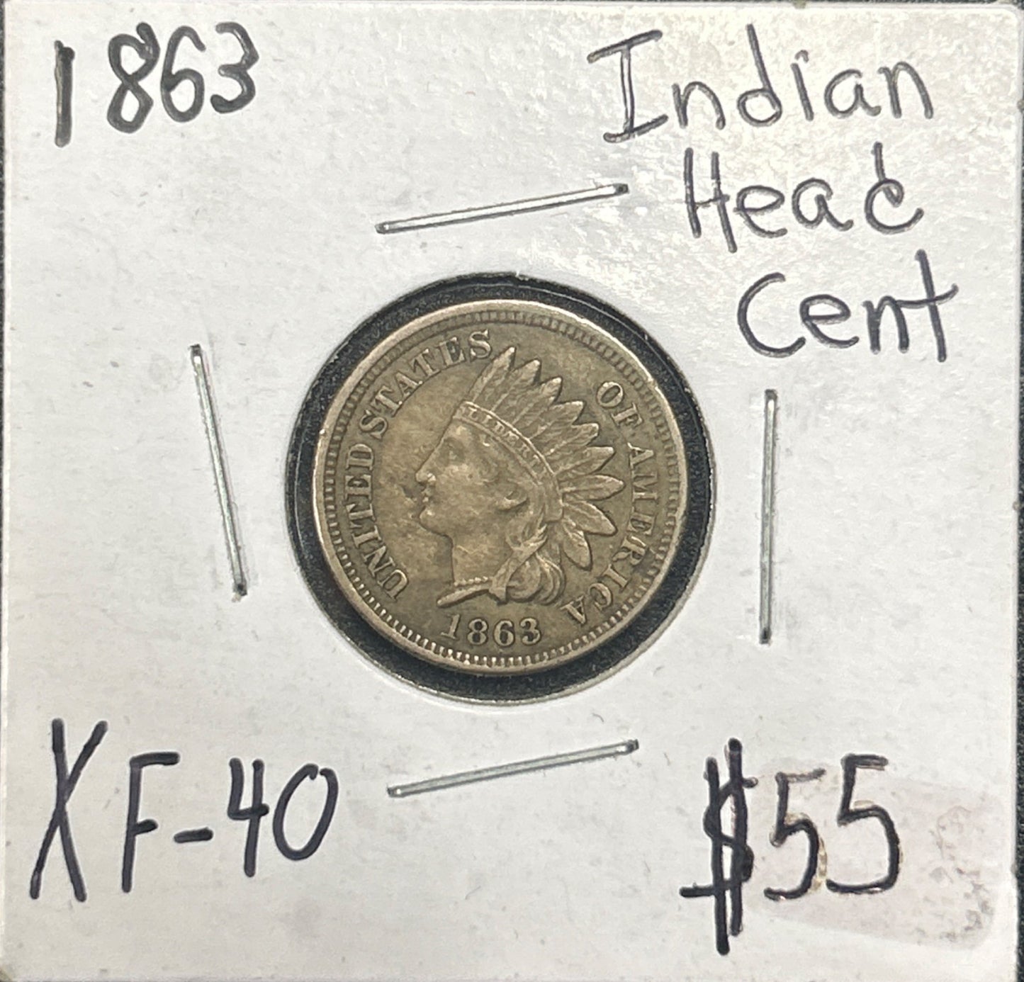 1863 Indian head cent XF-40 1294.40 — Obverse