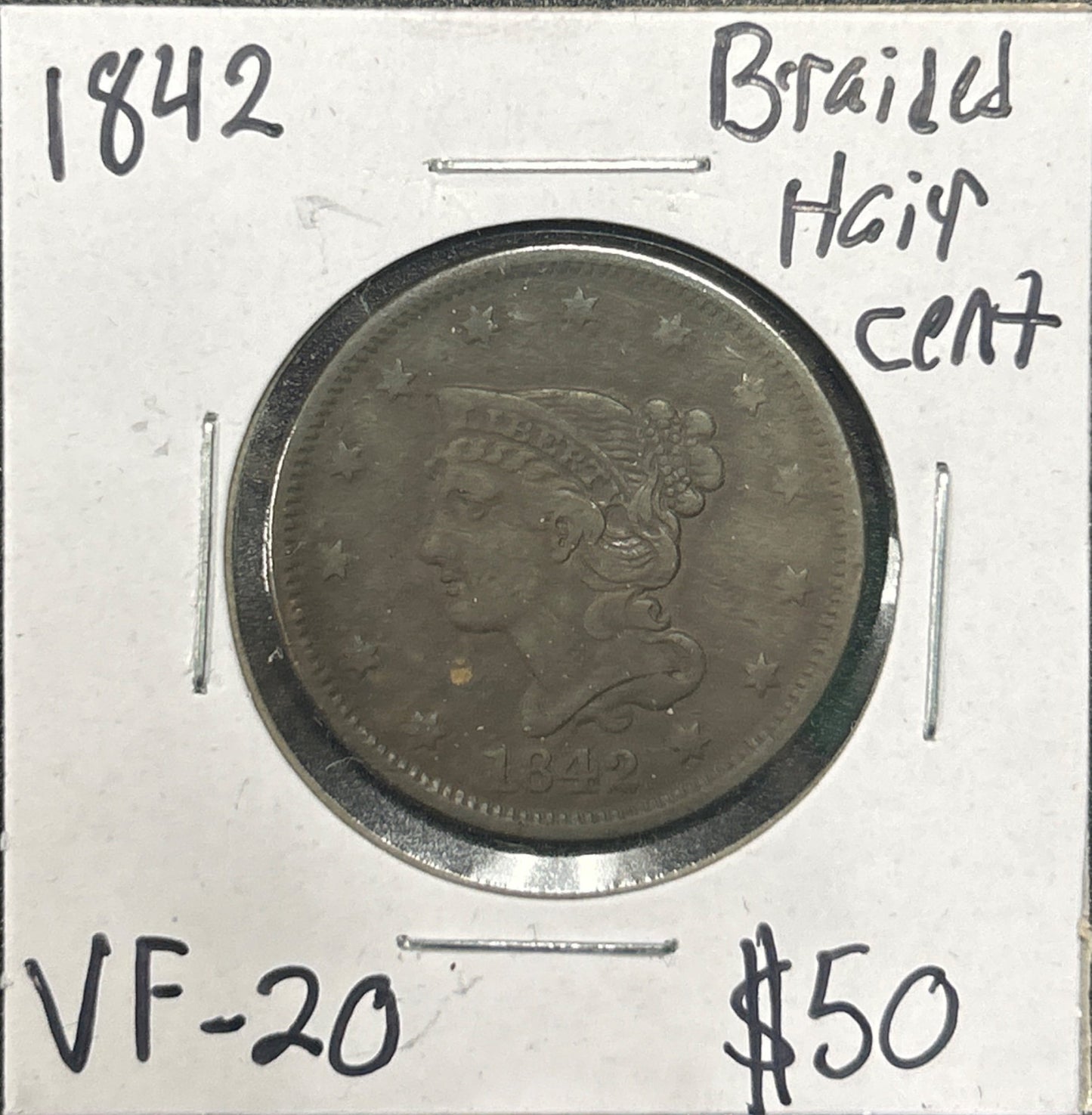 1842 Braided hair cent VF-20 1084.20 — Obverse