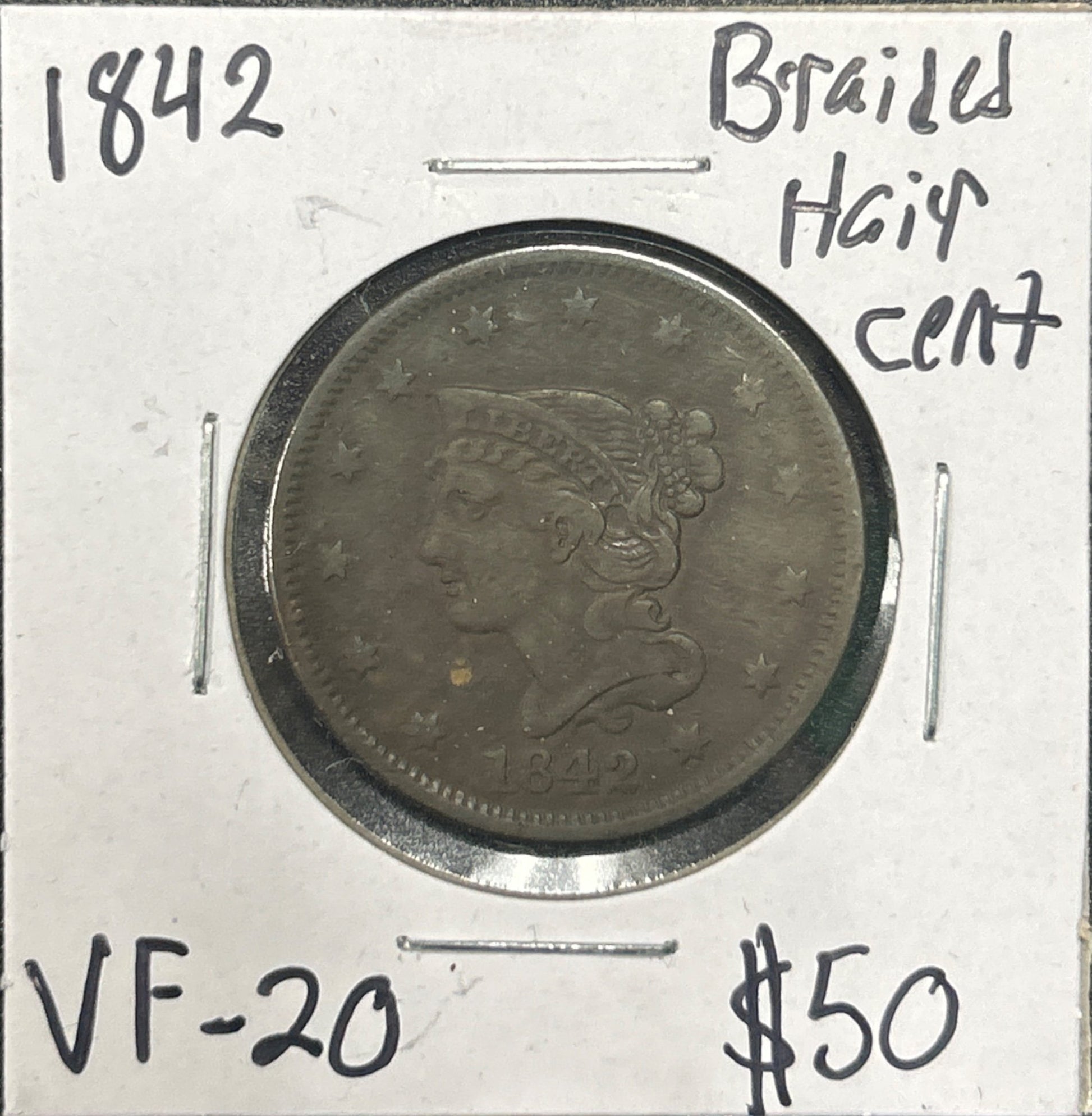 1842 Braided hair cent VF-20 1084.20 — Obverse