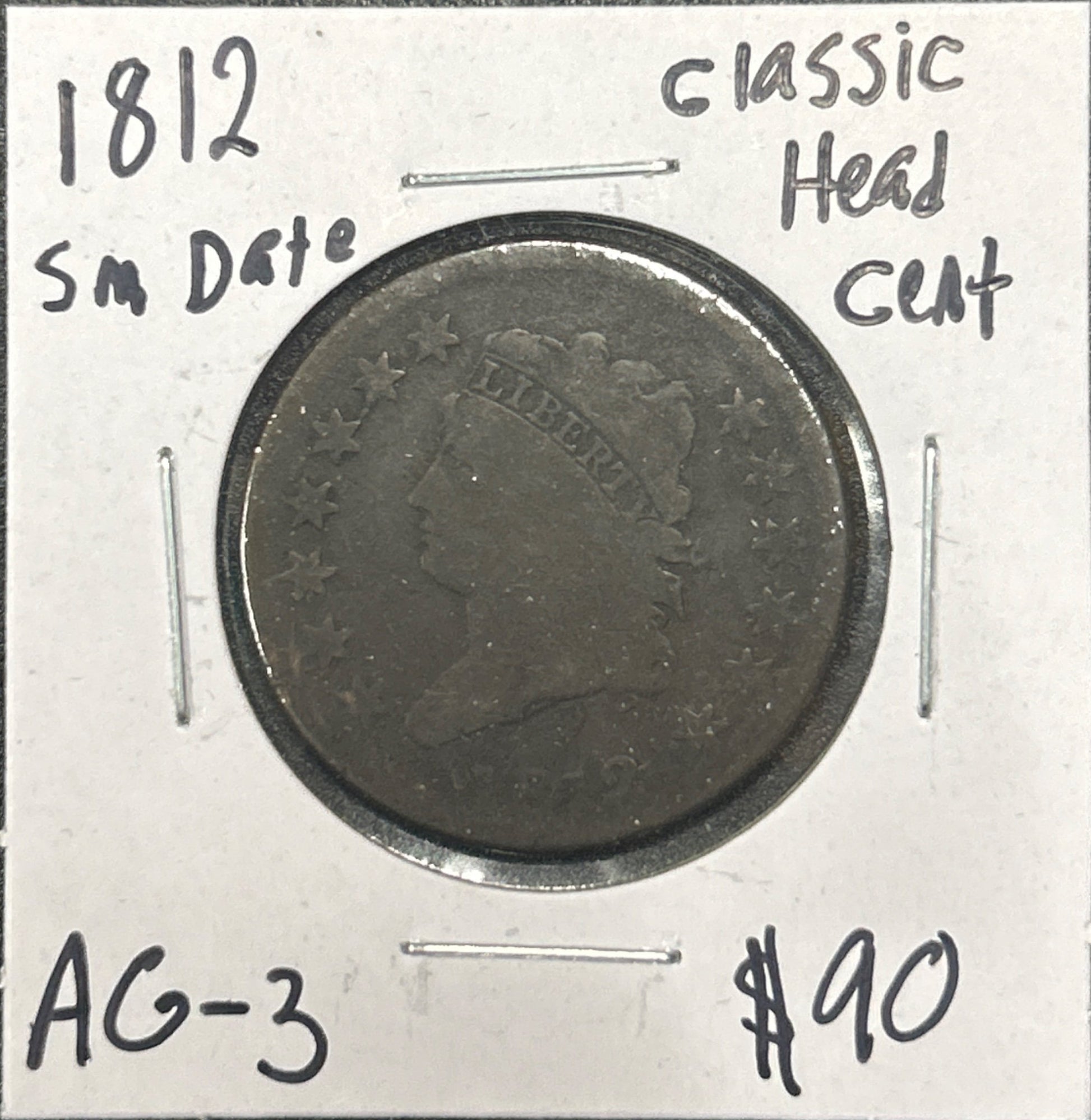 1812 Sm date Classic head cent AG-3 855.3 — Obverse