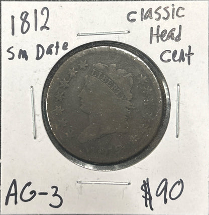 1812 Sm date Classic head cent AG-3 855.3 — Obverse