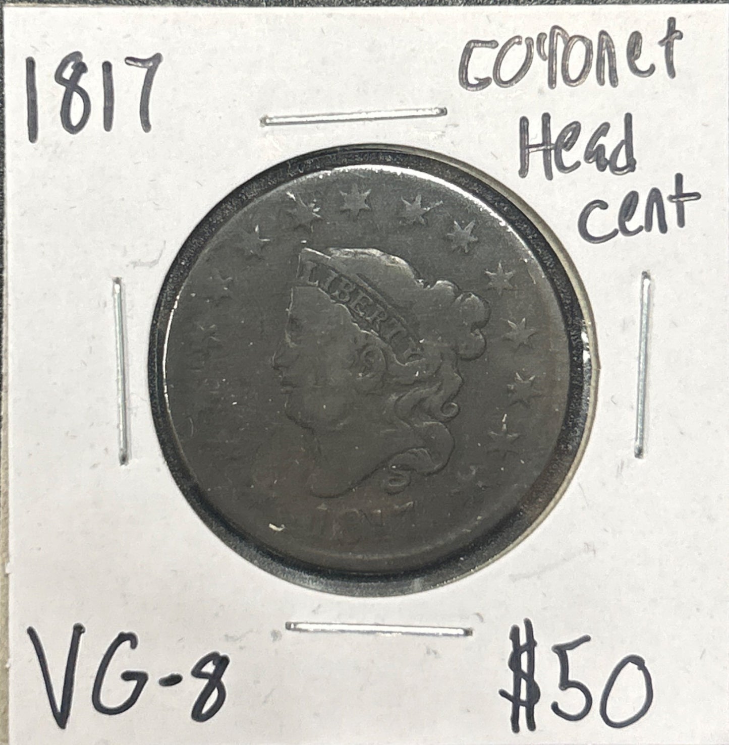 1817 Coronet head cent VG-8 876.8 — Obverse