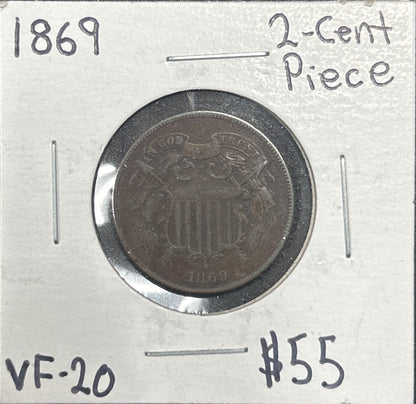 1869 2 cent VF-20 2695.20 — Obverse