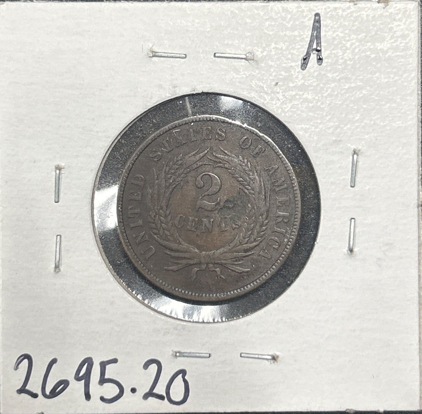 1869 2 cent VF-20 2695.20 — Reverse